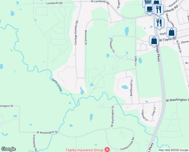 map of restaurants, bars, coffee shops, grocery stores, and more near 1706 Norwood Street in Sherman