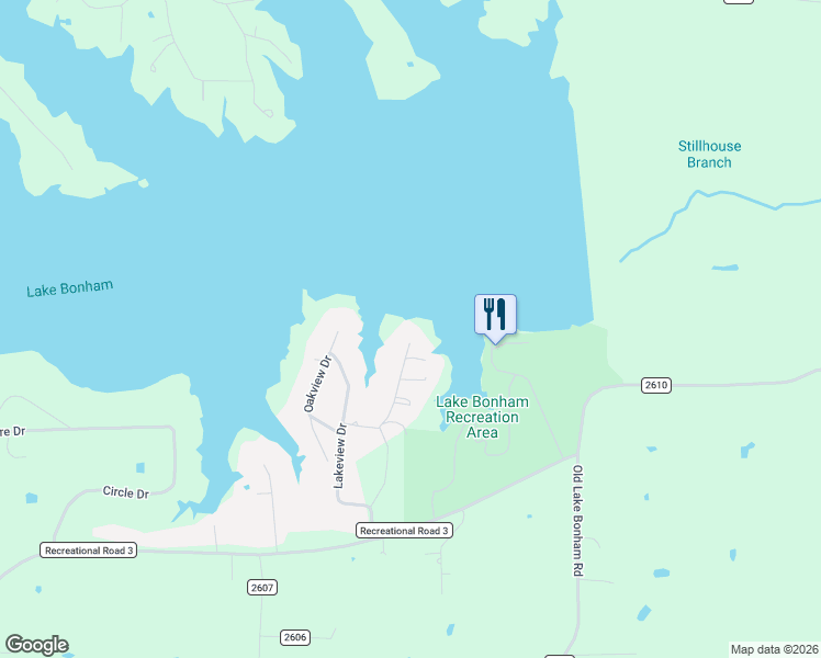 map of restaurants, bars, coffee shops, grocery stores, and more near 7509 Parkview Drive in Bonham