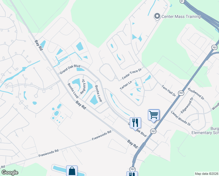 map of restaurants, bars, coffee shops, grocery stores, and more near 1505 Palmina Loop in Myrtle Beach