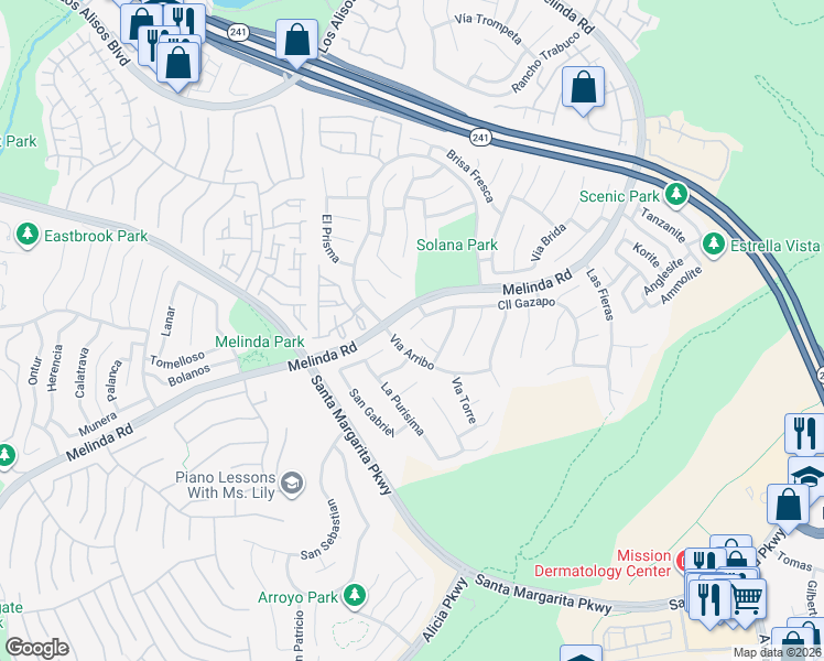 map of restaurants, bars, coffee shops, grocery stores, and more near 2 Calle Gazapo in Rancho Santa Margarita