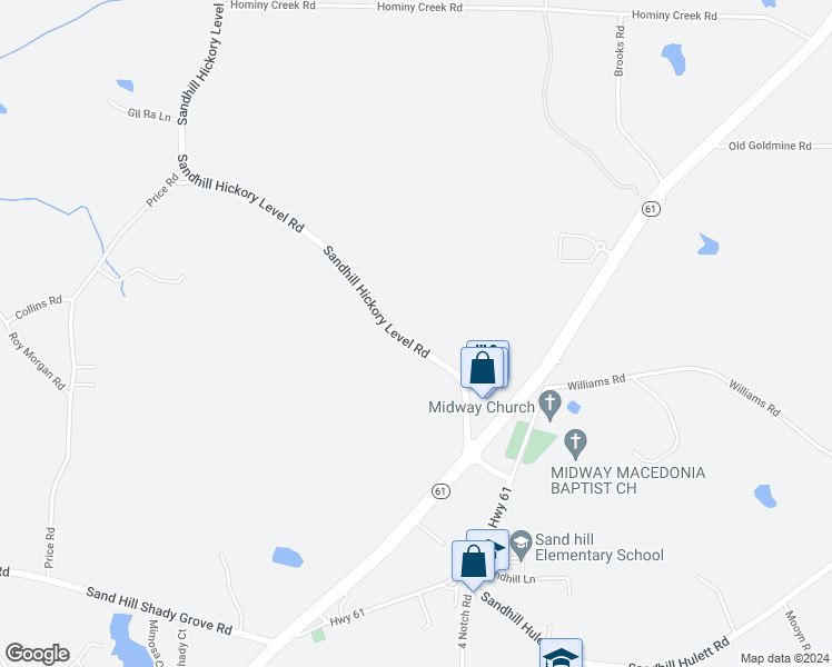 map of restaurants, bars, coffee shops, grocery stores, and more near 291 Sandhill Hickory Level Road in Carrollton