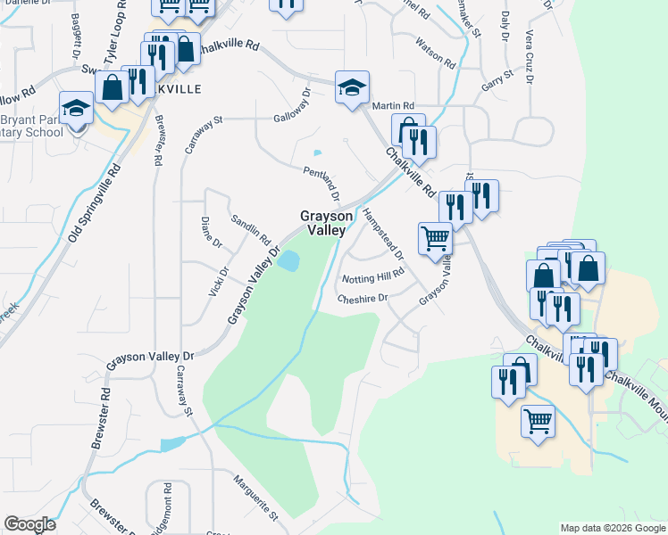 map of restaurants, bars, coffee shops, grocery stores, and more near 2271 Cheshire Drive in Birmingham