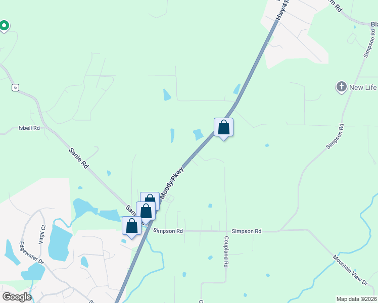 map of restaurants, bars, coffee shops, grocery stores, and more near 10333 Highway 411 in Odenville