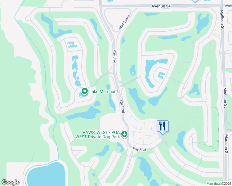 map of restaurants, bars, coffee shops, grocery stores, and more near 55523 Oakhill in La Quinta