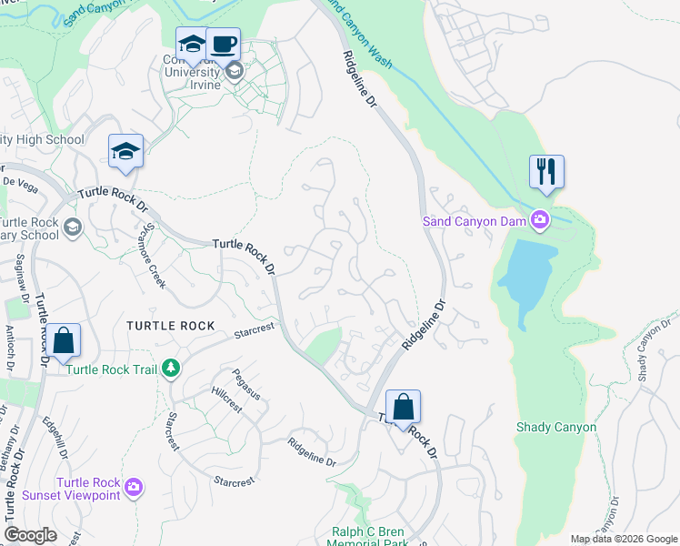 map of restaurants, bars, coffee shops, grocery stores, and more near 9 Pemberly in Irvine