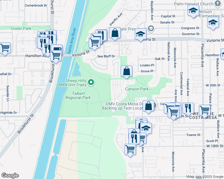 map of restaurants, bars, coffee shops, grocery stores, and more near 11 Starfish Court in Newport Beach
