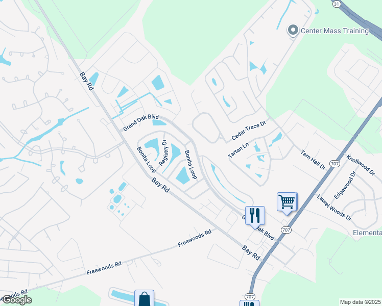 map of restaurants, bars, coffee shops, grocery stores, and more near 997 Bonita Loop in Myrtle Beach