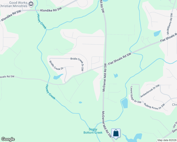 map of restaurants, bars, coffee shops, grocery stores, and more near 2361 Flat Shoals Road Southwest in Conyers