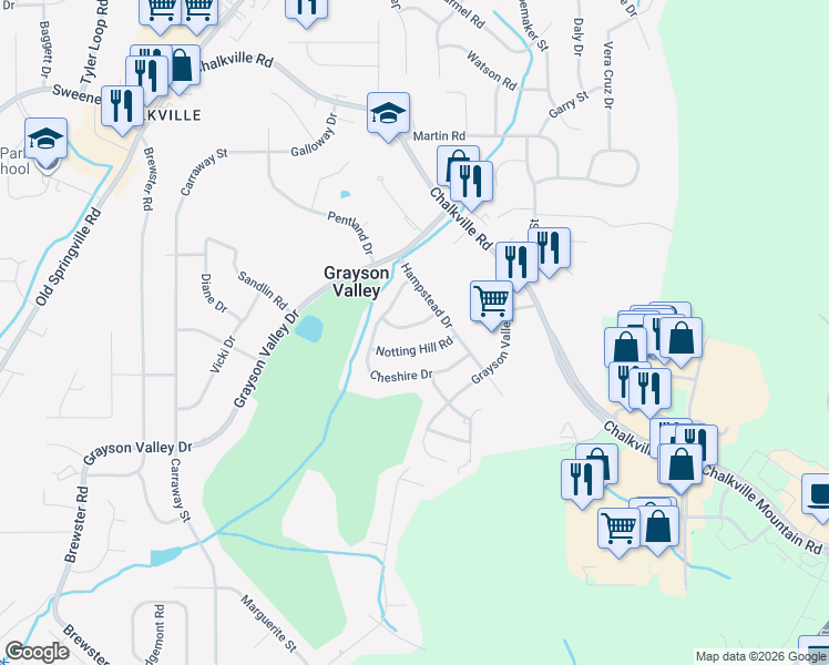map of restaurants, bars, coffee shops, grocery stores, and more near 5535 Saint James Street in Birmingham