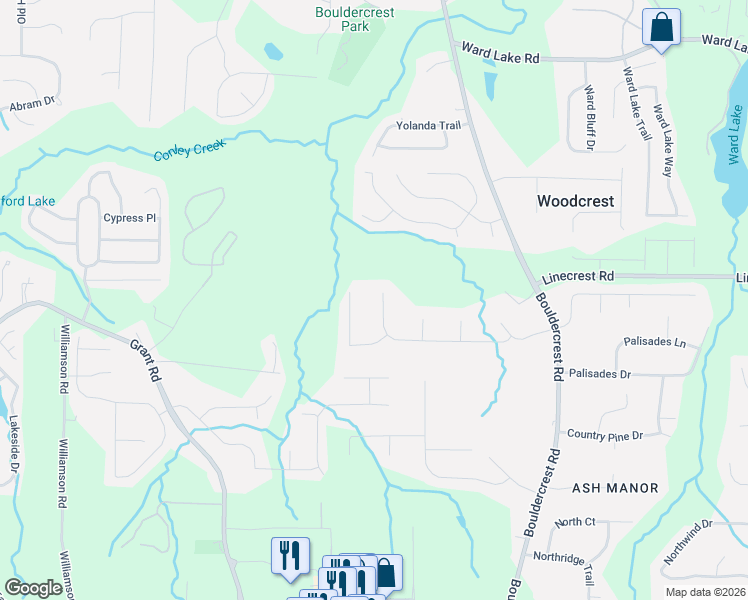 map of restaurants, bars, coffee shops, grocery stores, and more near 3049 Noah's Ln in Ellenwood