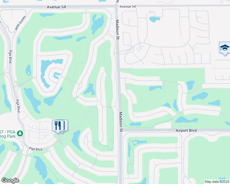 map of restaurants, bars, coffee shops, grocery stores, and more near 55451 Winged Foot in La Quinta