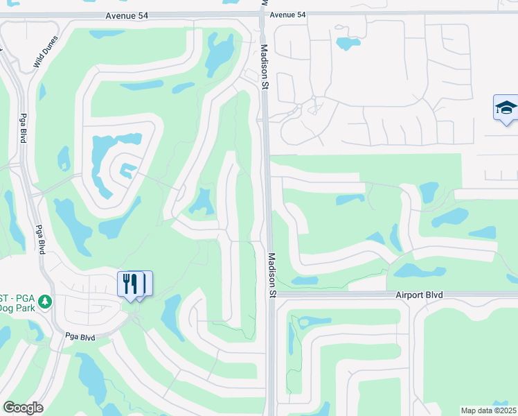 map of restaurants, bars, coffee shops, grocery stores, and more near 55347 Winged Foot in La Quinta