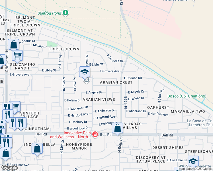 map of restaurants, bars, coffee shops, grocery stores, and more near East Muriel Drive in Scottsdale
