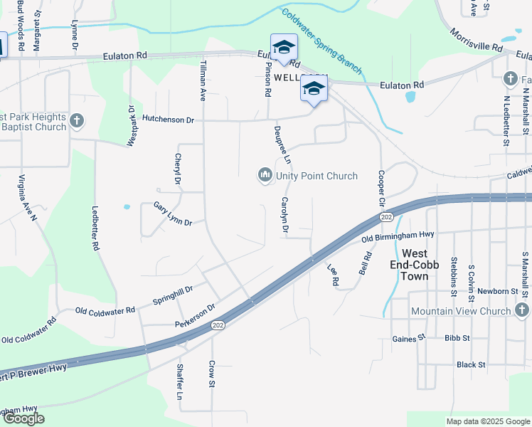 map of restaurants, bars, coffee shops, grocery stores, and more near 3920 Dix Street in Anniston