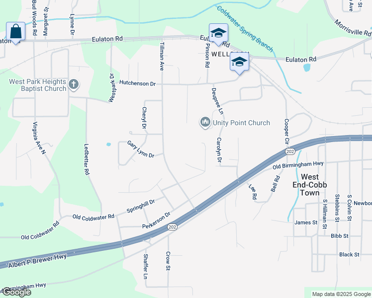 map of restaurants, bars, coffee shops, grocery stores, and more near 313 Wayne Street in Anniston