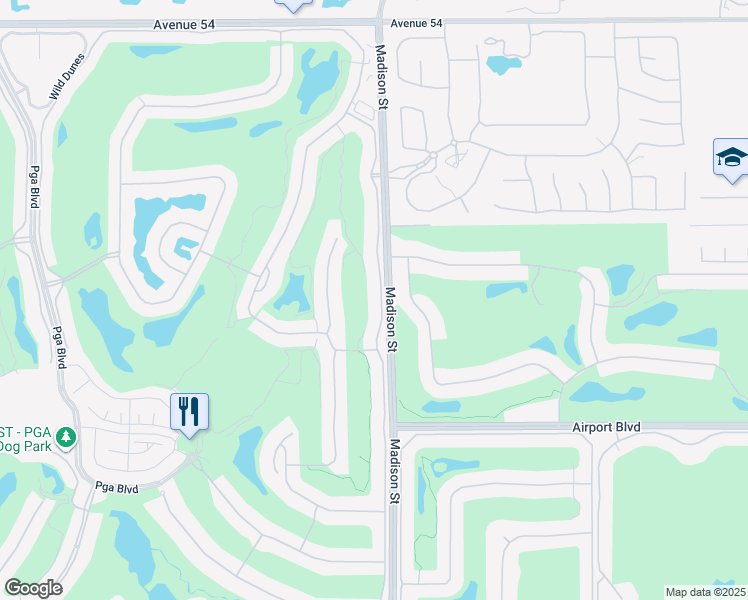 map of restaurants, bars, coffee shops, grocery stores, and more near 55371 Winged Foot in La Quinta