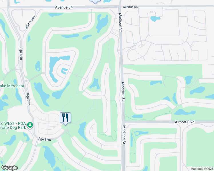 map of restaurants, bars, coffee shops, grocery stores, and more near 55340 Laurel Valley in La Quinta