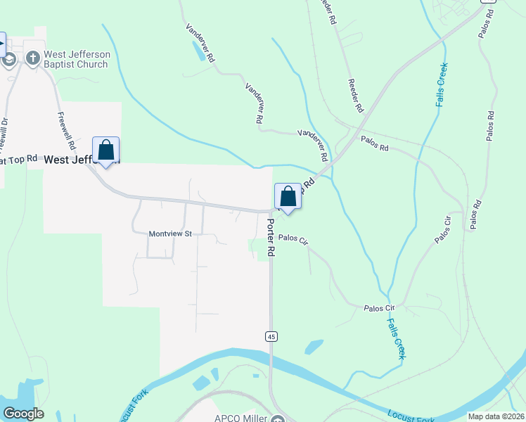map of restaurants, bars, coffee shops, grocery stores, and more near 6491 West Jefferson Road in West Jefferson