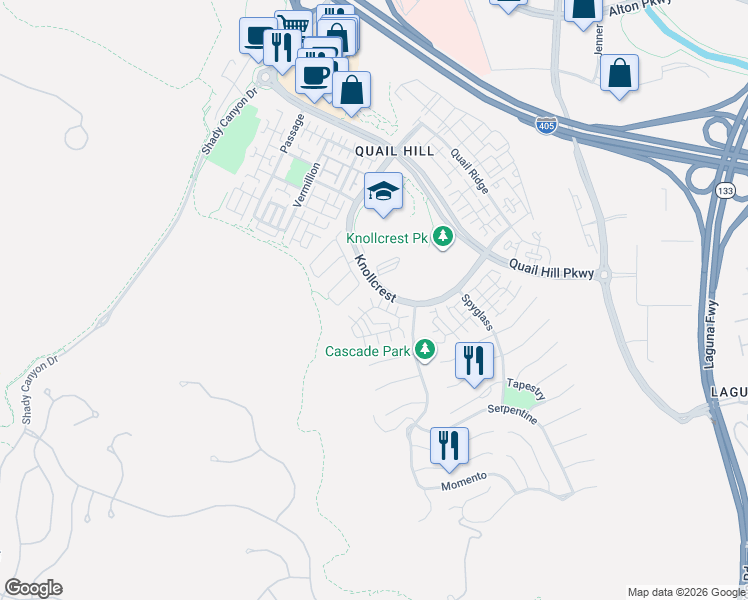 map of restaurants, bars, coffee shops, grocery stores, and more near 17 Canopy in Irvine