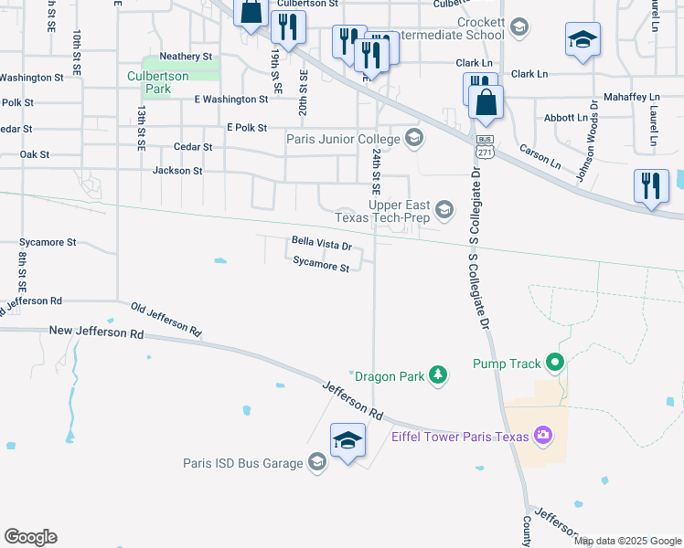 map of restaurants, bars, coffee shops, grocery stores, and more near 2250 Sycamore Street in Paris