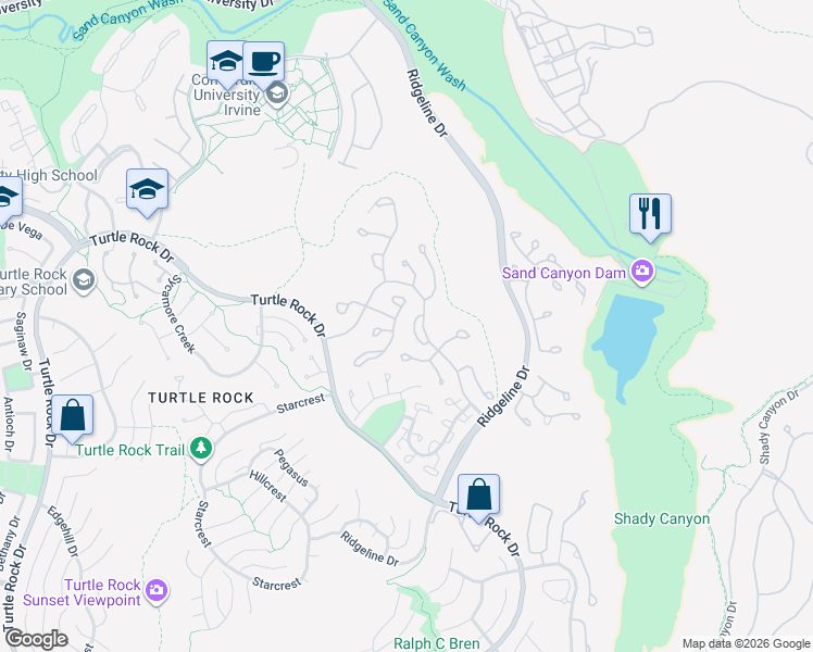 map of restaurants, bars, coffee shops, grocery stores, and more near 9 Pemberly in Irvine
