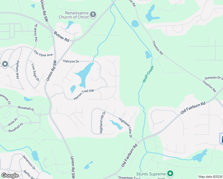 map of restaurants, bars, coffee shops, grocery stores, and more near 4125 Herron Trail Southwest in Atlanta