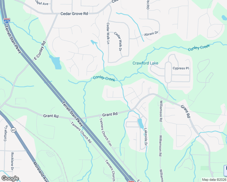 map of restaurants, bars, coffee shops, grocery stores, and more near 2610 Brookgate Court in Ellenwood