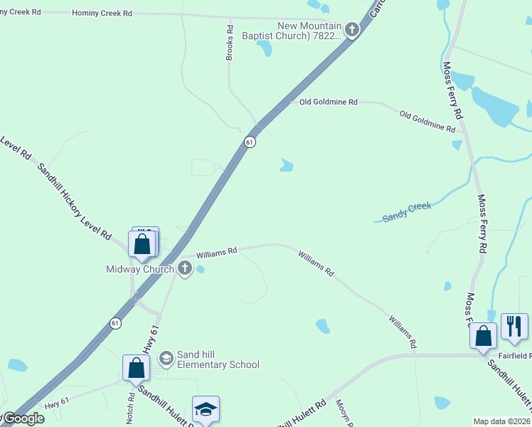 map of restaurants, bars, coffee shops, grocery stores, and more near 196 Williams Road in Villa Rica
