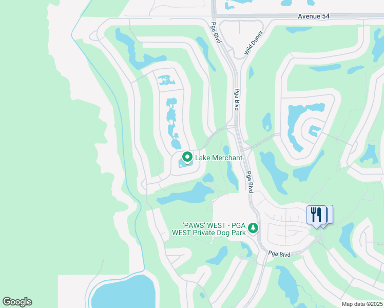 map of restaurants, bars, coffee shops, grocery stores, and more near 79840 Arnold Palmer in La Quinta