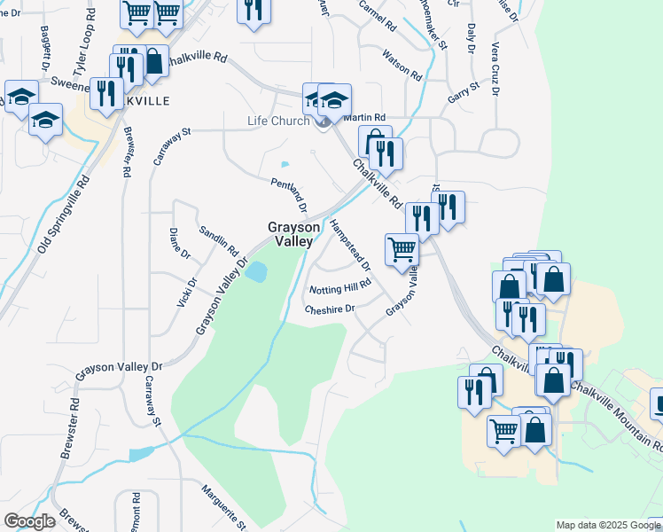 map of restaurants, bars, coffee shops, grocery stores, and more near 5535 Saint James Street in Birmingham