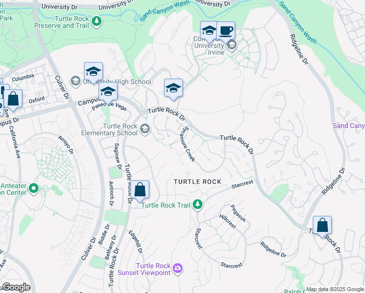 map of restaurants, bars, coffee shops, grocery stores, and more near 6 Sycamore Creek in Irvine