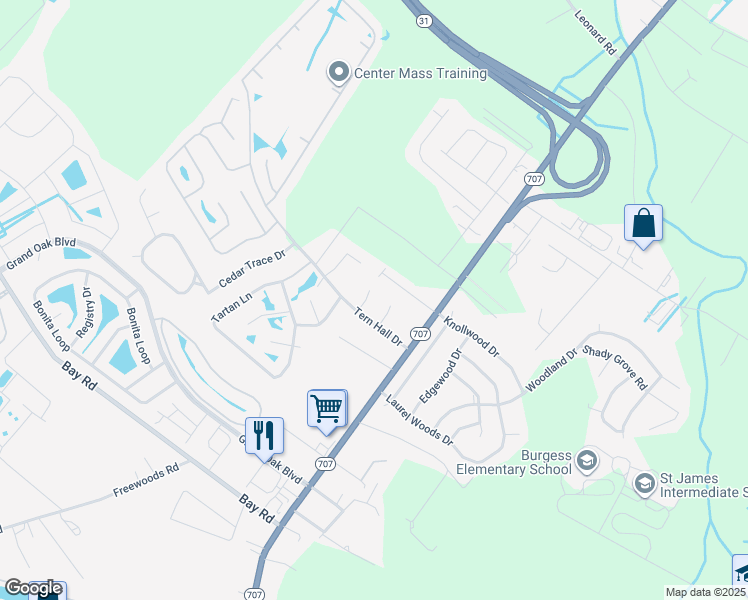 map of restaurants, bars, coffee shops, grocery stores, and more near 104 Teal Court in Myrtle Beach
