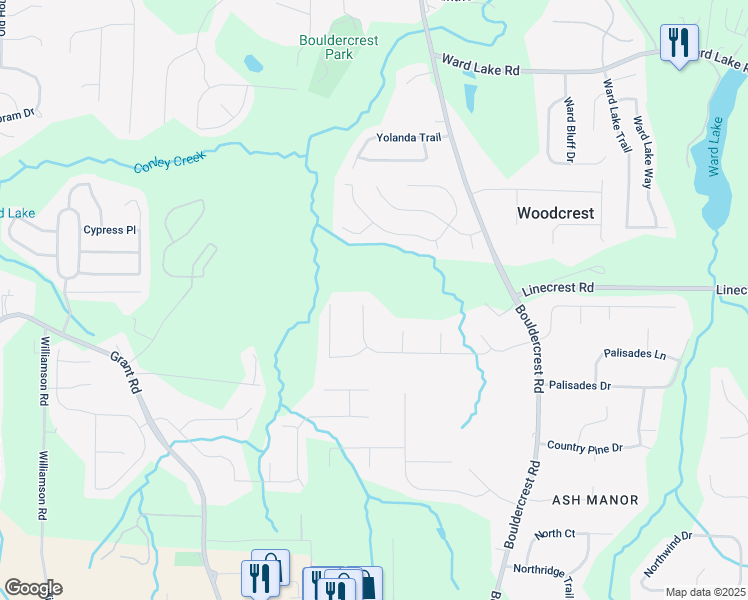 map of restaurants, bars, coffee shops, grocery stores, and more near 3953 Tyler Court in Ellenwood