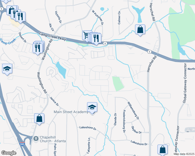 map of restaurants, bars, coffee shops, grocery stores, and more near 4013 Park Lane in Atlanta