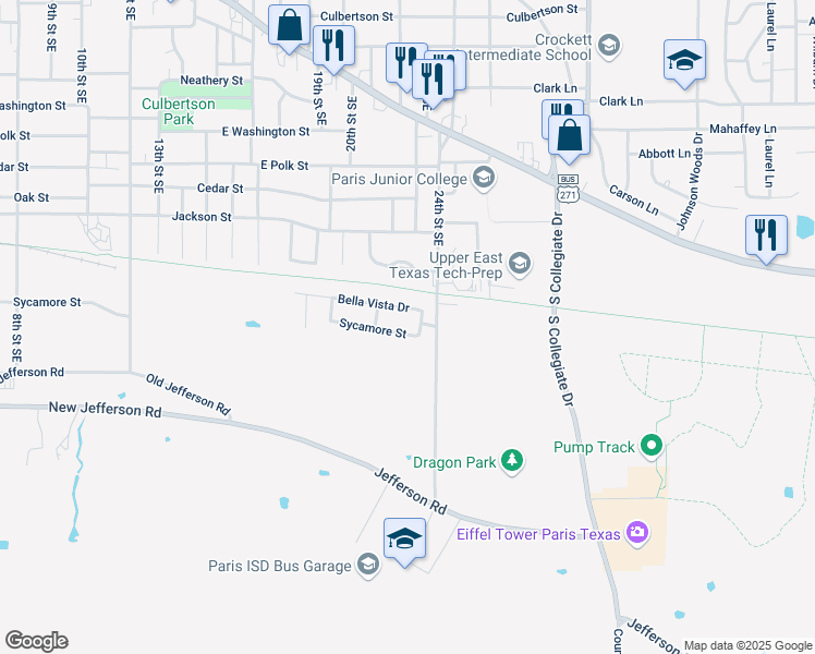 map of restaurants, bars, coffee shops, grocery stores, and more near 2250 Sycamore Street in Paris