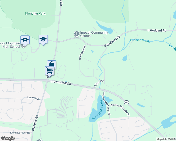 map of restaurants, bars, coffee shops, grocery stores, and more near 4466 Housworth Drive in Stonecrest