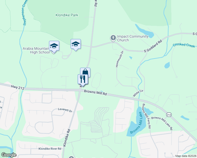 map of restaurants, bars, coffee shops, grocery stores, and more near 4369 English Loop in Stonecrest