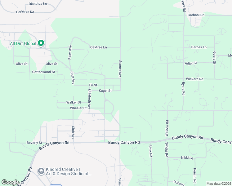 map of restaurants, bars, coffee shops, grocery stores, and more near Kagel Street in Wildomar