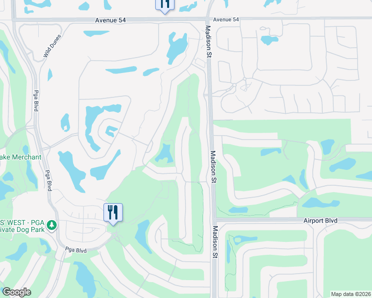 map of restaurants, bars, coffee shops, grocery stores, and more near 55302 Laurel Valley in La Quinta