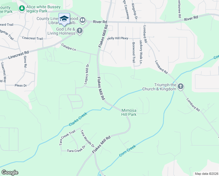 map of restaurants, bars, coffee shops, grocery stores, and more near 4790 Flakes Mill Road in Ellenwood