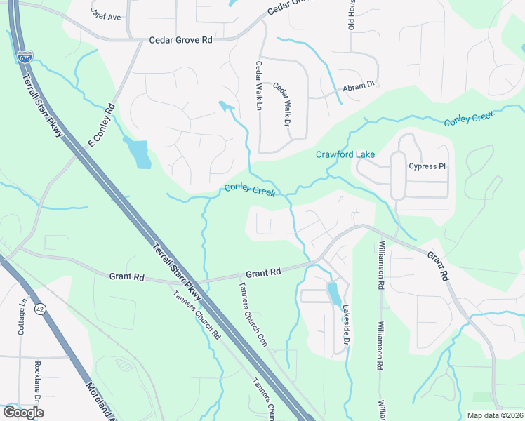 map of restaurants, bars, coffee shops, grocery stores, and more near 2357 Brookgate Way in Ellenwood