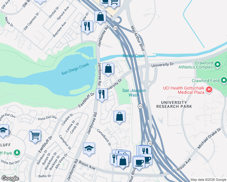 map of restaurants, bars, coffee shops, grocery stores, and more near 3154 Corte Hermosa in Newport Beach