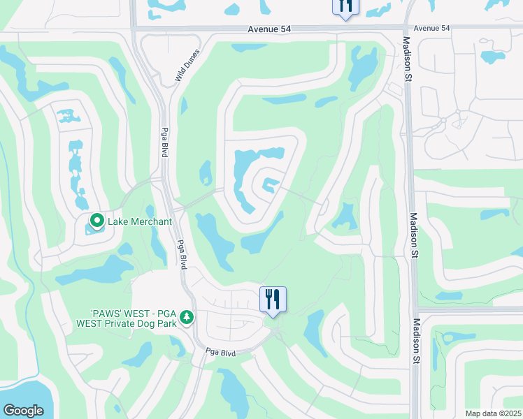 map of restaurants, bars, coffee shops, grocery stores, and more near 55775 Pebble Beach in La Quinta