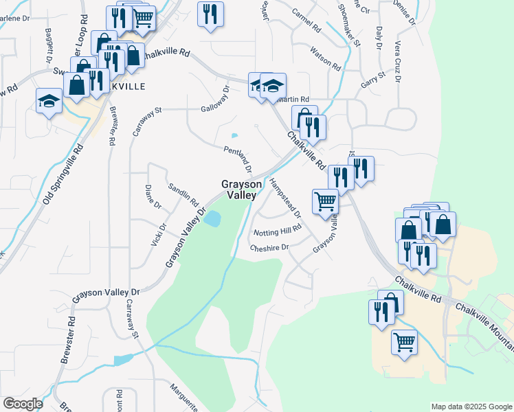 map of restaurants, bars, coffee shops, grocery stores, and more near 2290 Cheshire Drive in Birmingham