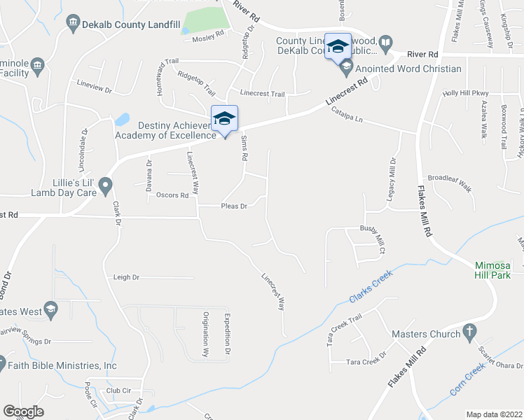 map of restaurants, bars, coffee shops, grocery stores, and more near 4457 Lincoln Jones Road in Ellenwood