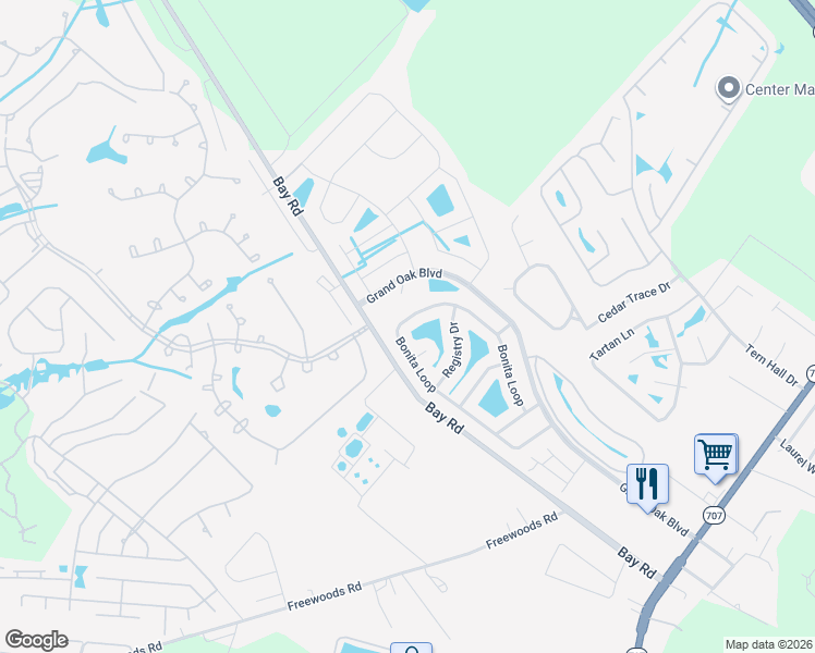 map of restaurants, bars, coffee shops, grocery stores, and more near 616 Grand Oak Boulevard in Myrtle Beach