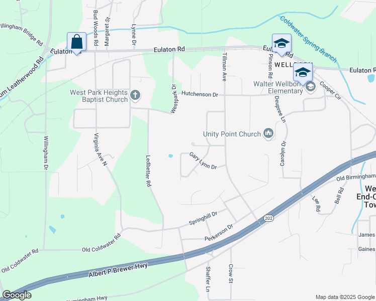 map of restaurants, bars, coffee shops, grocery stores, and more near 4113 Gary Lynn Drive in Anniston