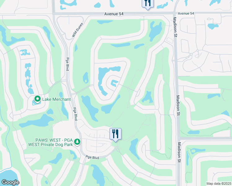 map of restaurants, bars, coffee shops, grocery stores, and more near 55930 Pebble Beach in La Quinta