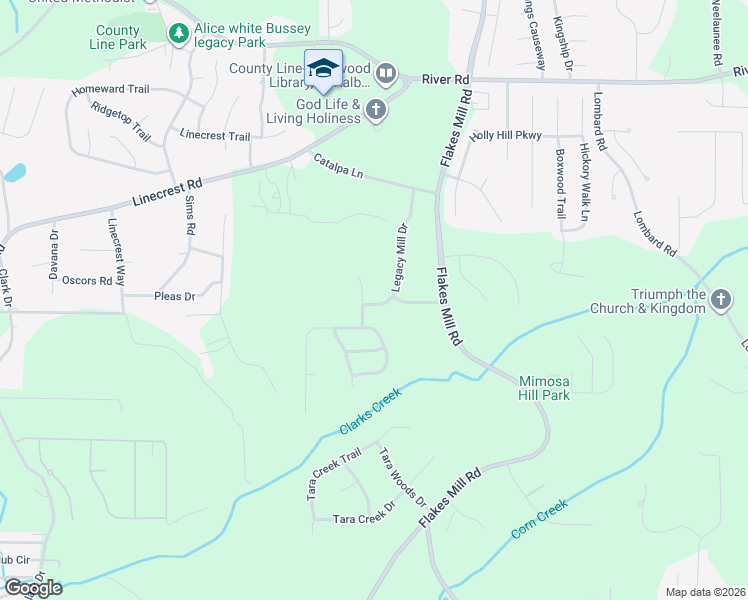 map of restaurants, bars, coffee shops, grocery stores, and more near 4518 Warren Mill Trail in Ellenwood