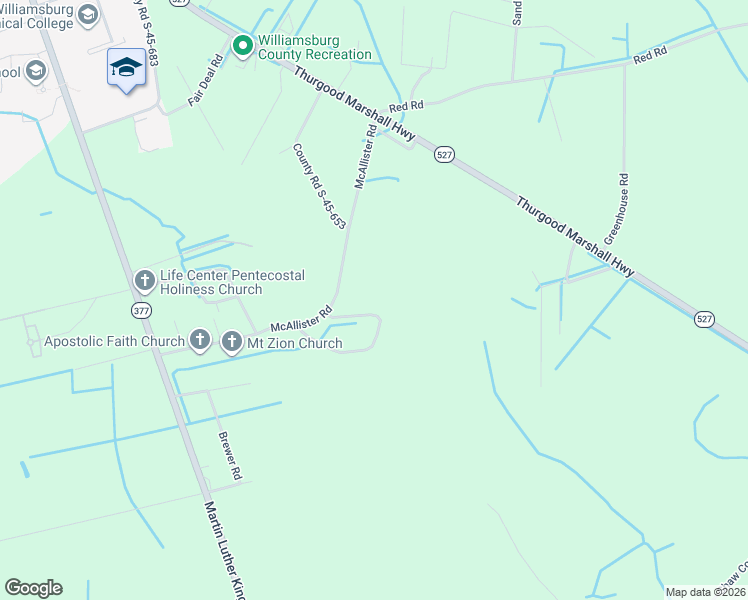 map of restaurants, bars, coffee shops, grocery stores, and more near 98 Dupree Loop in Kingstree